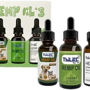 | Natural Hemp Oil for Dogs and Cats | Pack x3 | Natural,Beef and Chicken Flavor |5000 MG |Omega 3 6 9| Vitamins A/B/D/E | Relieves Anxiety and Stress in Pets | Relieves Hip and Joint Pain